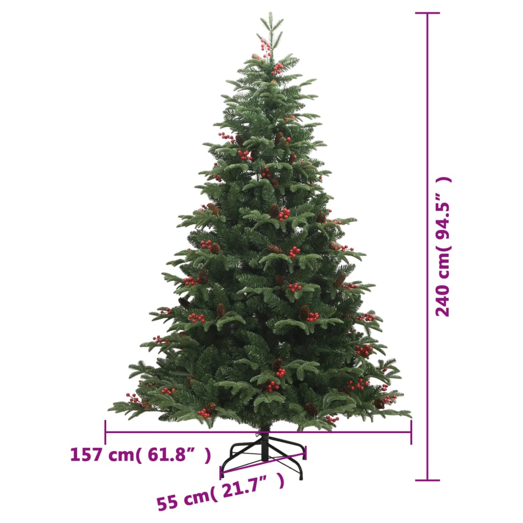 Artificial Hinged Christmas Tree With Cones And Berries