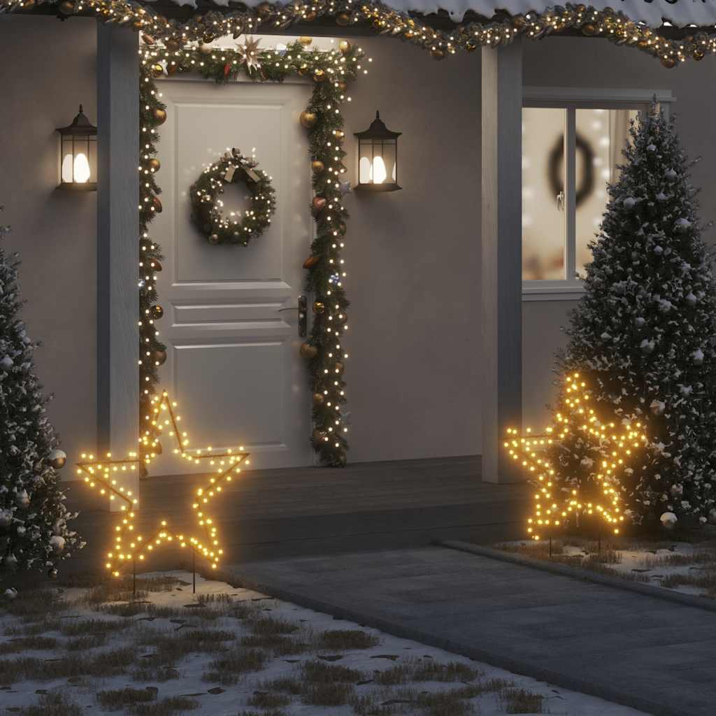 Christmas Light Decorations With Spikes 3 Pcs Star 50 Leds 29 Cm