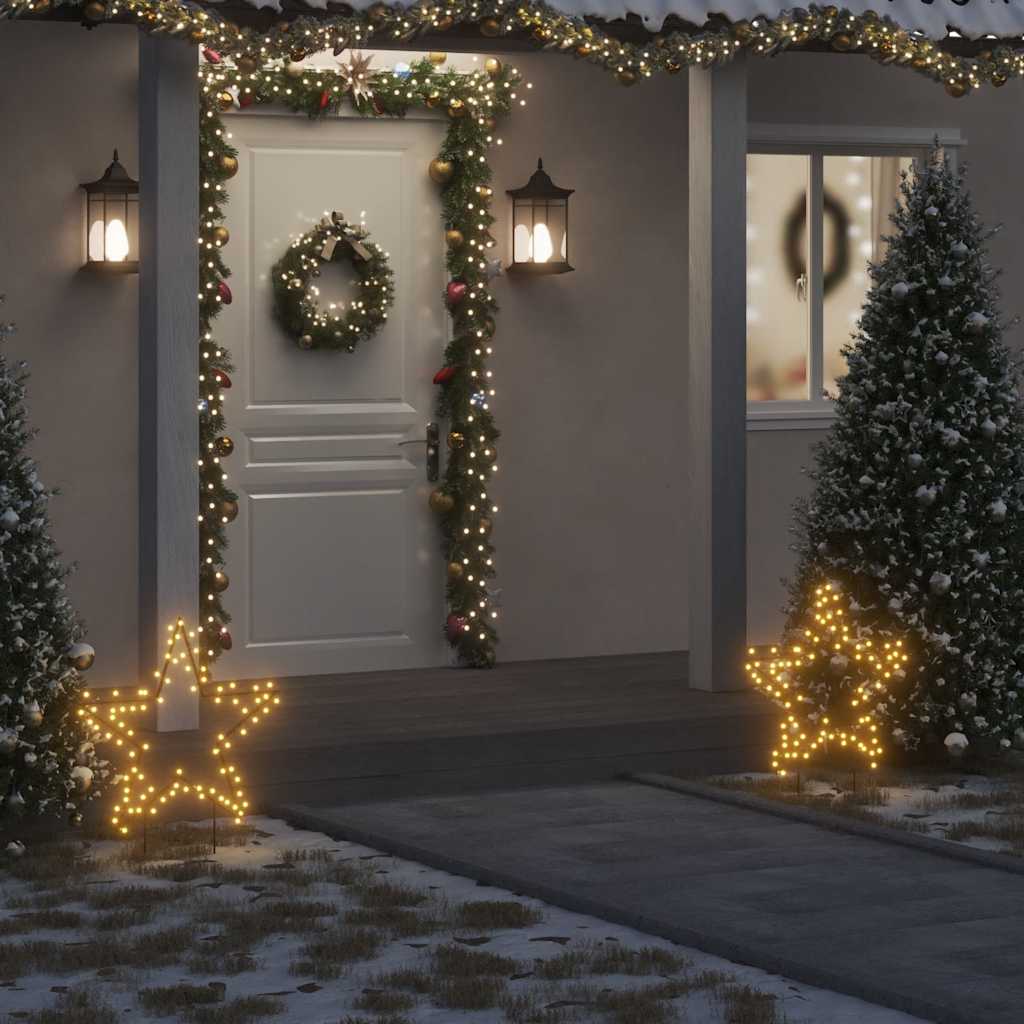 Christmas Light Decorations With Spikes 3 Pcs Star 50 Leds 29 Cm