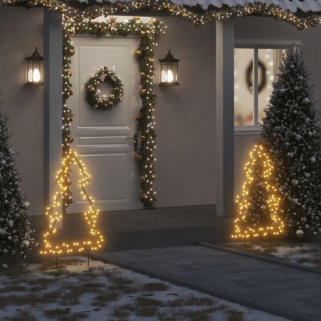 Christmas Light Decorations With Spikes 3 Pcs Tree 50 Leds 30 Cm