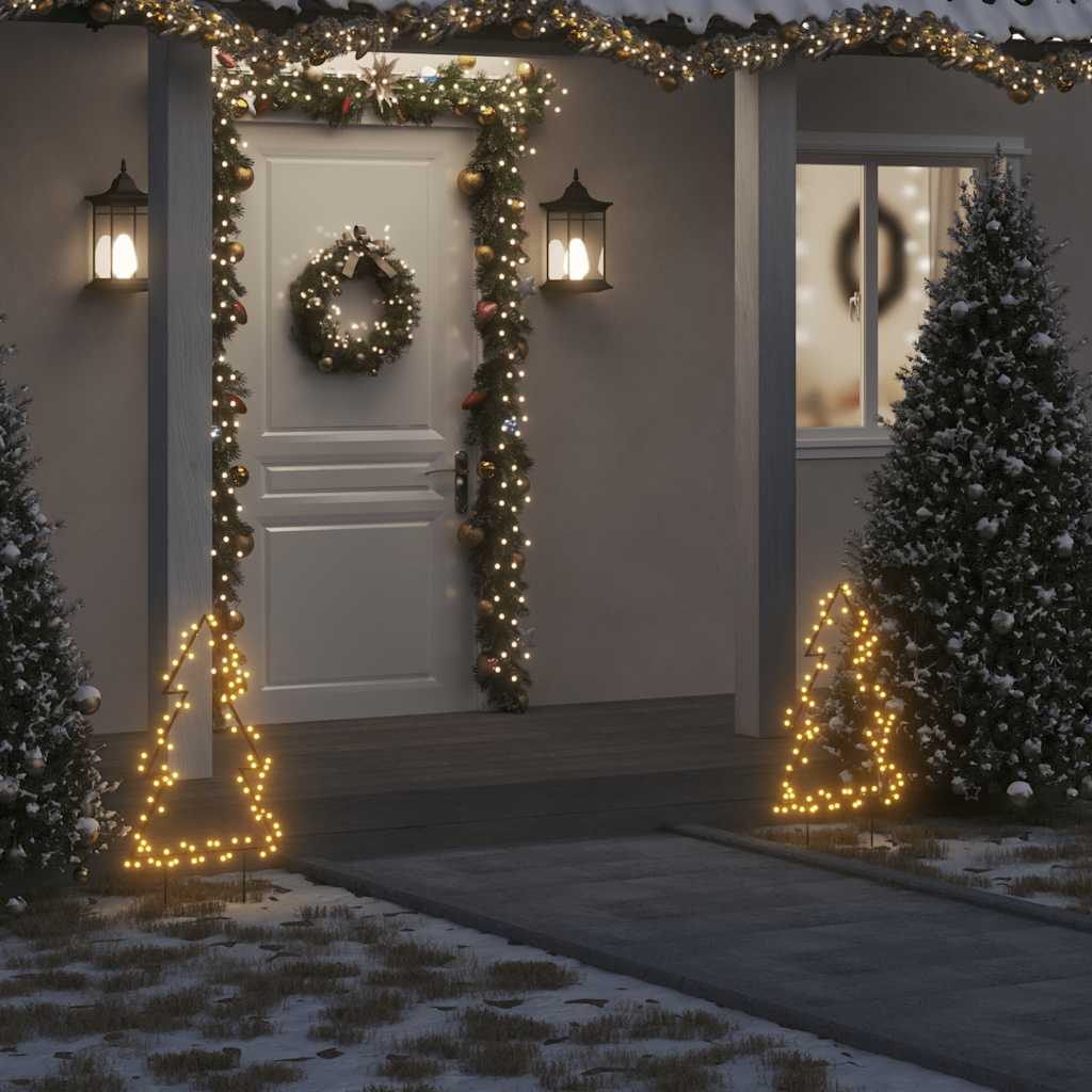 Christmas Light Decorations With Spikes 3 Pcs Tree 50 Leds 30 Cm