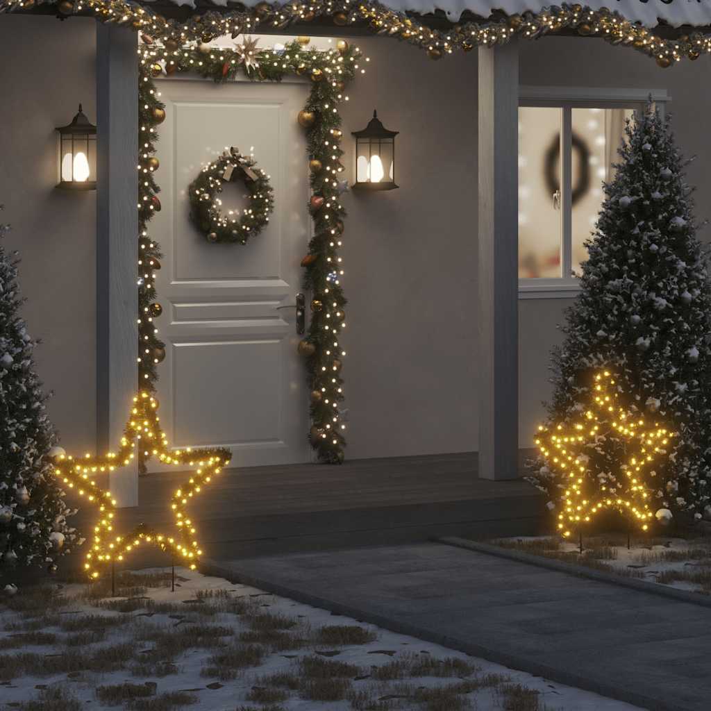 Christmas Light Decorations With Spikes 3 Pcs Star 50 Leds 29 Cm