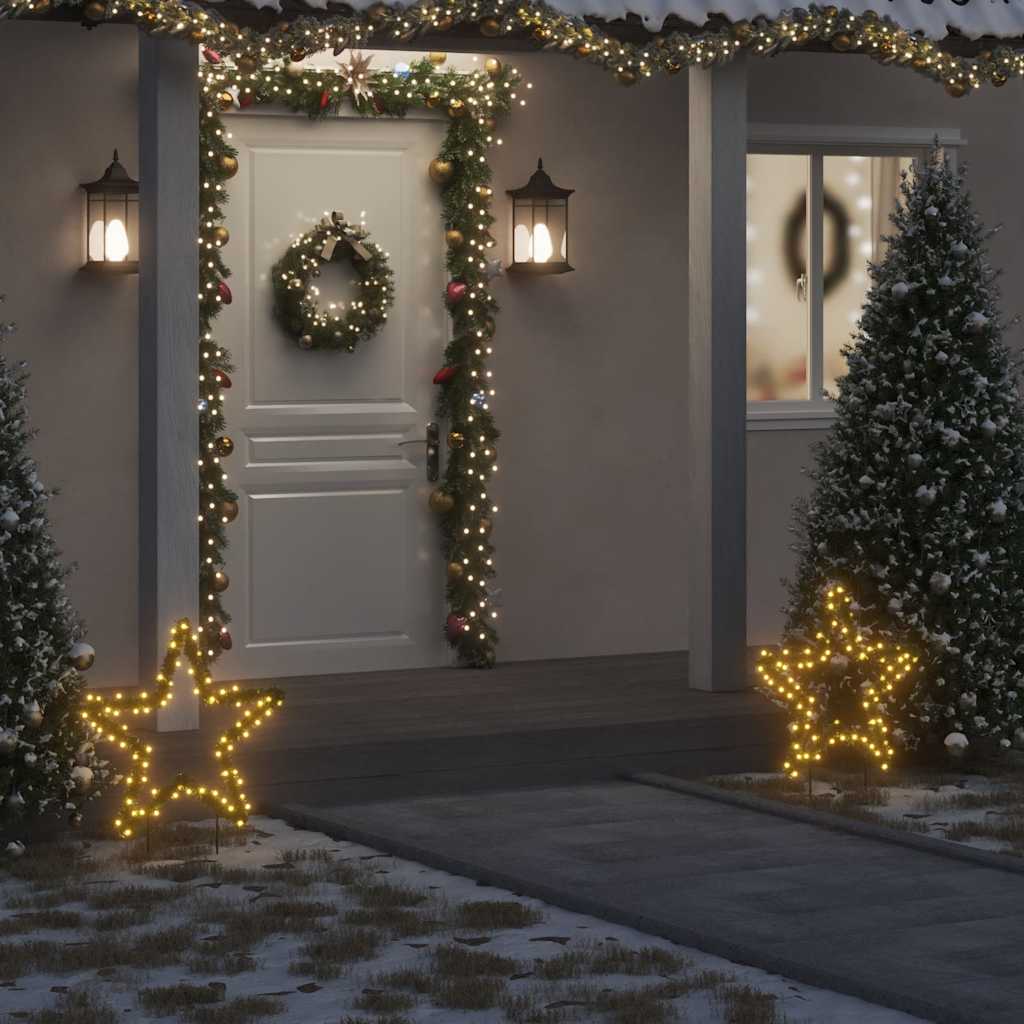 Christmas Light Decorations With Spikes 3 Pcs Star 50 Leds 29 Cm
