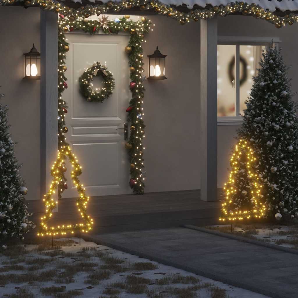 Christmas Light Decorations With Spikes 3 Pcs Tree 50 Leds 30 Cm