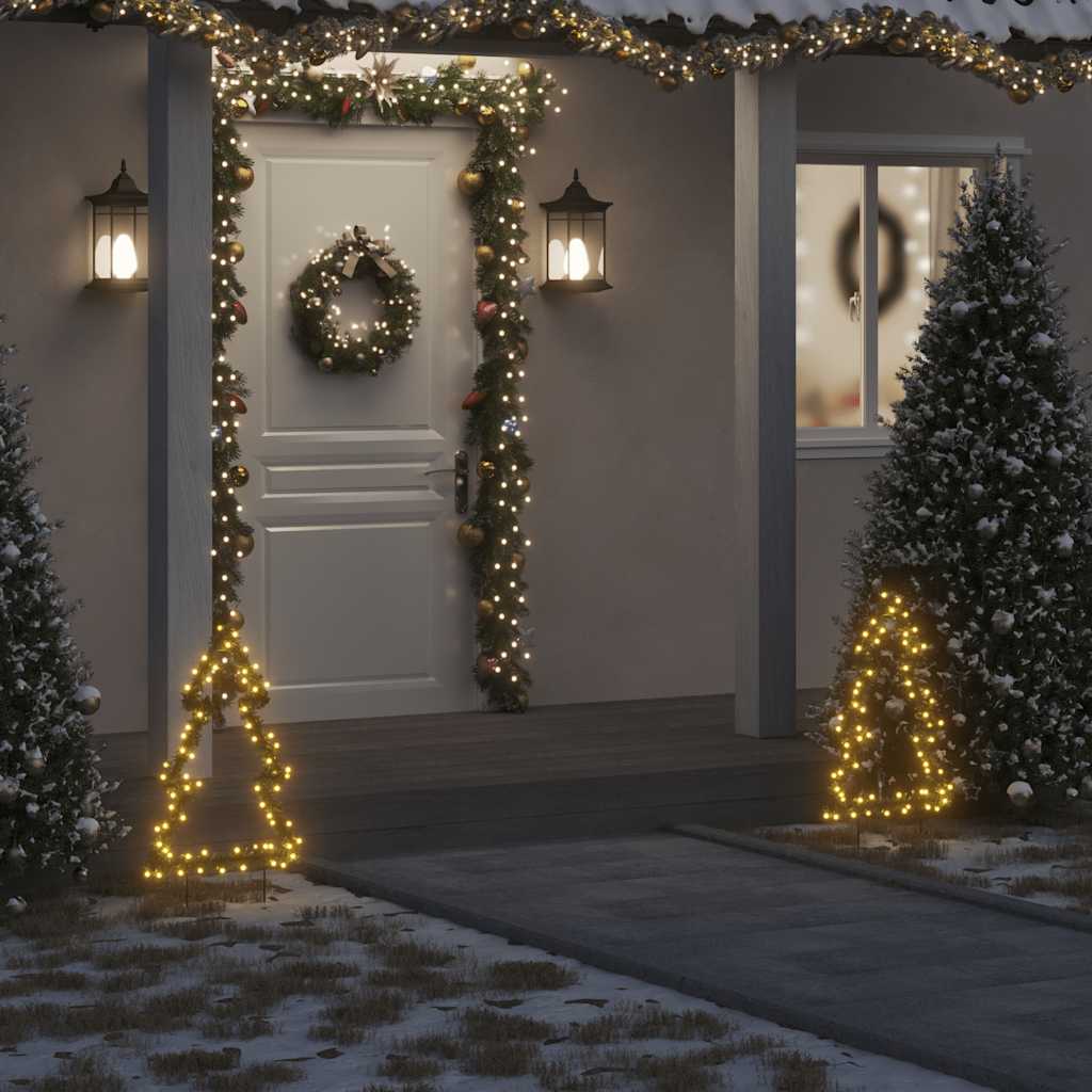 Christmas Light Decorations With Spikes 3 Pcs Tree 50 Leds 30 Cm