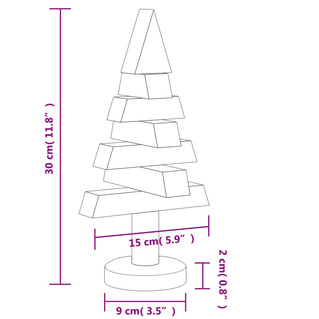 Wooden Christmas Trees For Decoration 2 Pcs 30 Cm Solid Wood Pine
