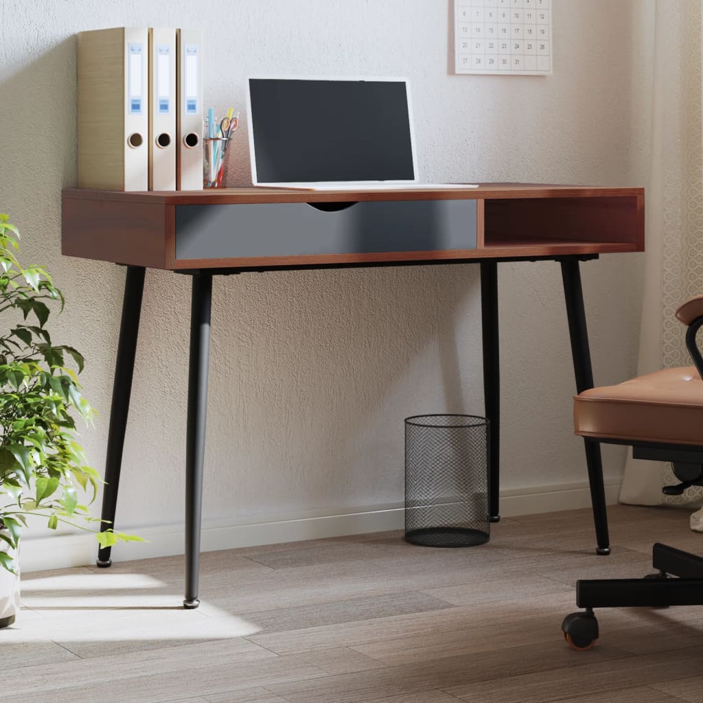 Computer Desk With Drawer Brown 110X50X75 Cm Engineered Wood