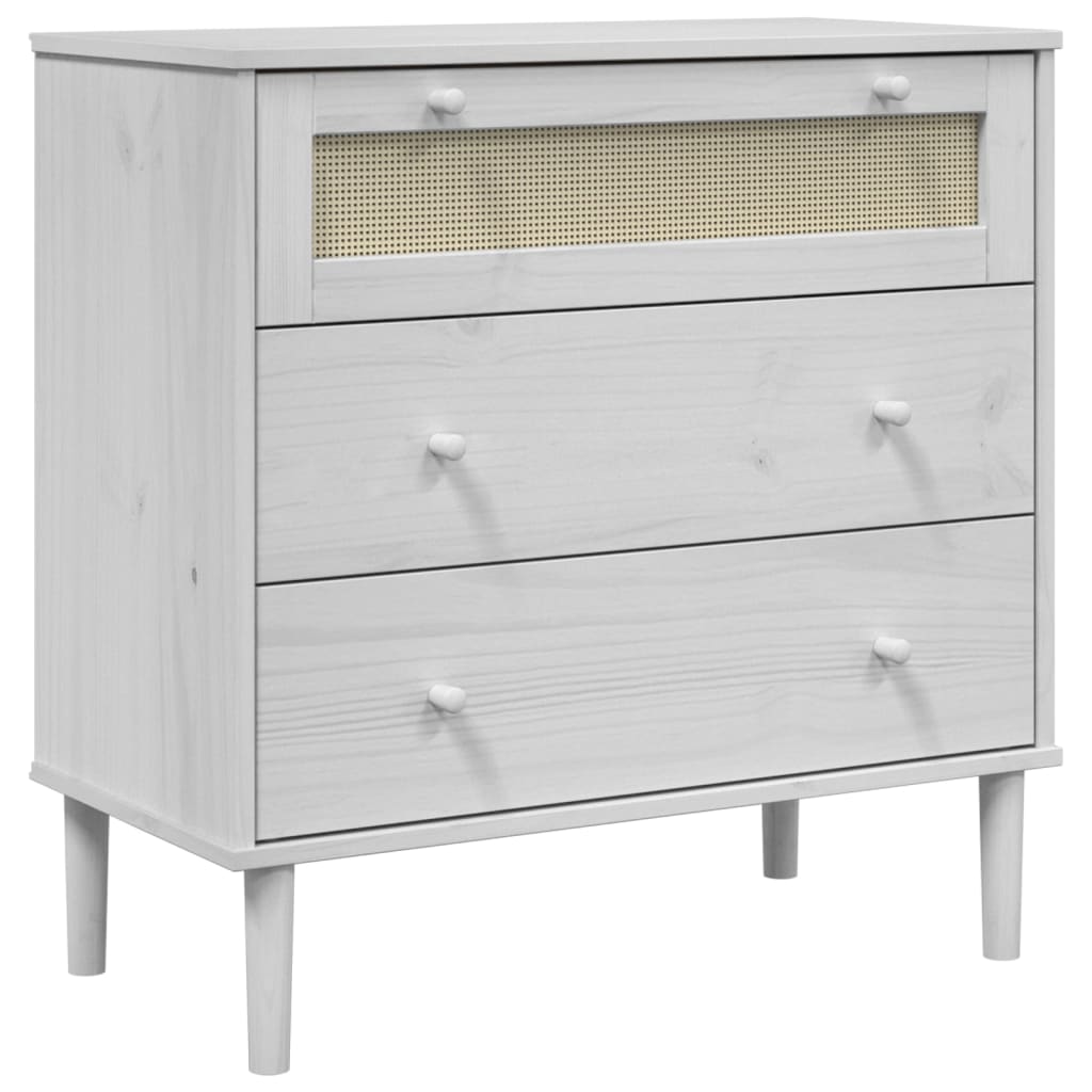 Drawer Cabinet Senja Rattan Look 80X40X80 Cm Solid Wood Pine