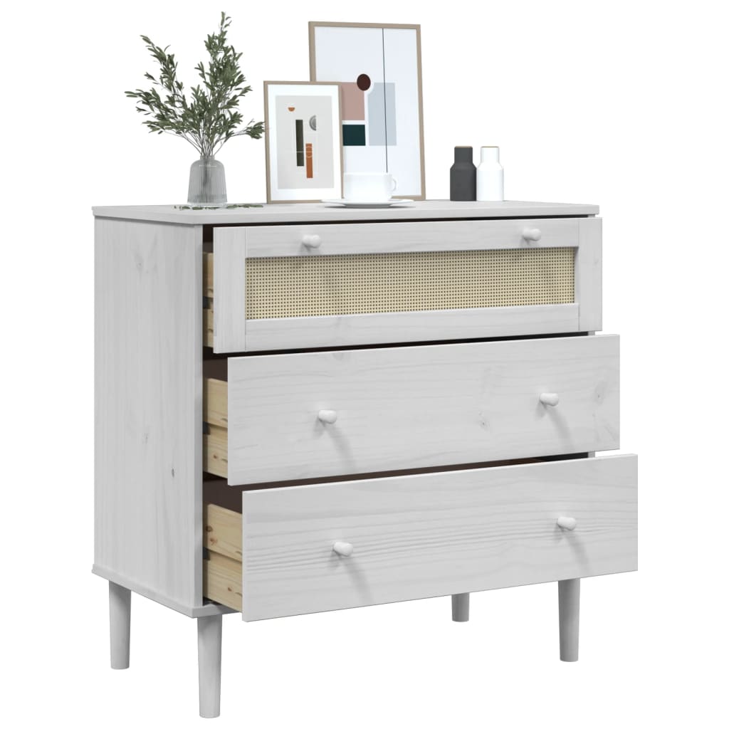 Drawer Cabinet Senja Rattan Look 80X40X80 Cm Solid Wood Pine