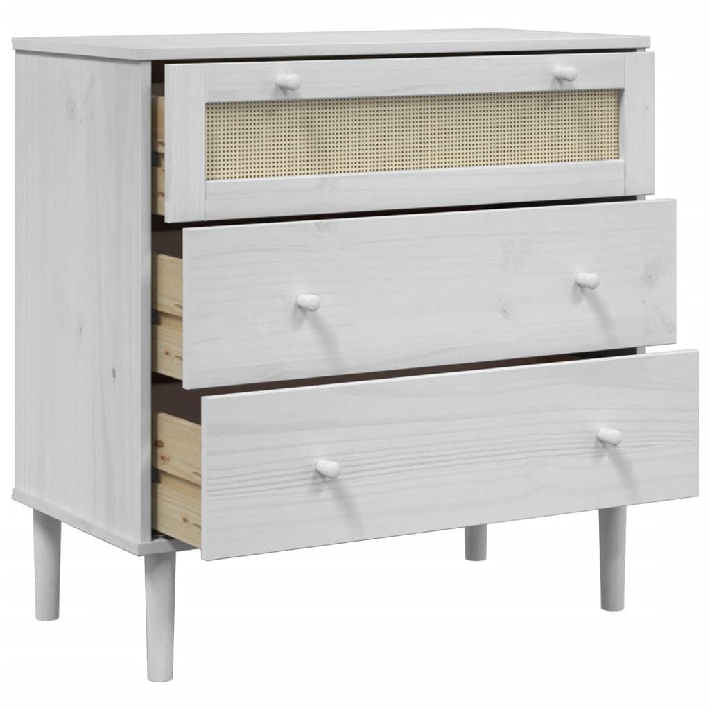 Drawer Cabinet Senja Rattan Look 80X40X80 Cm Solid Wood Pine