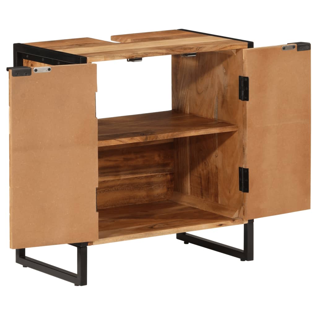 Bathroom Cabinet 55X35X60 Cm Solid Wood Acacia And Iron