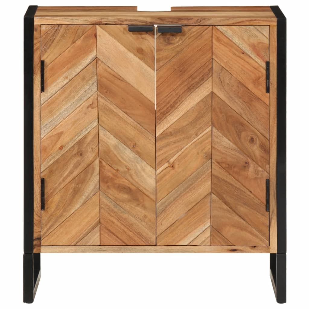 Bathroom Cabinet 55X35X60 Cm Solid Wood Acacia And Iron