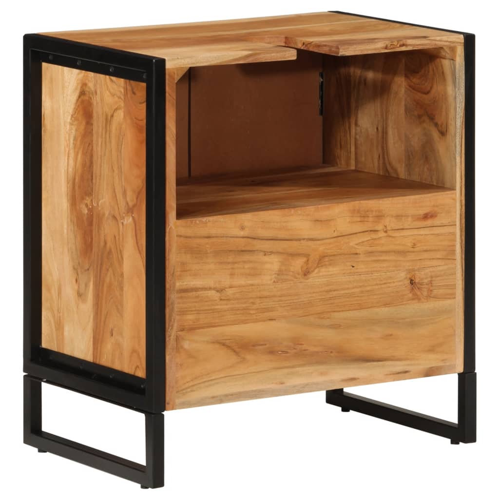 Bathroom Cabinet 55X35X60 Cm Solid Wood Acacia And Iron