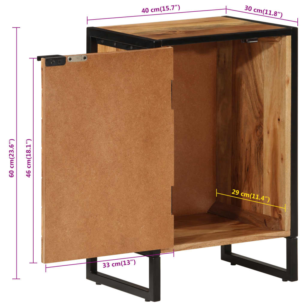 Bathroom Cabinet 40X30X60 Cm Solid Wood Acacia And Iron