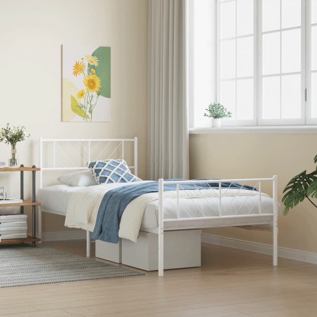 Metal Bed Frame Without Mattress With Footboard 75X190Cm