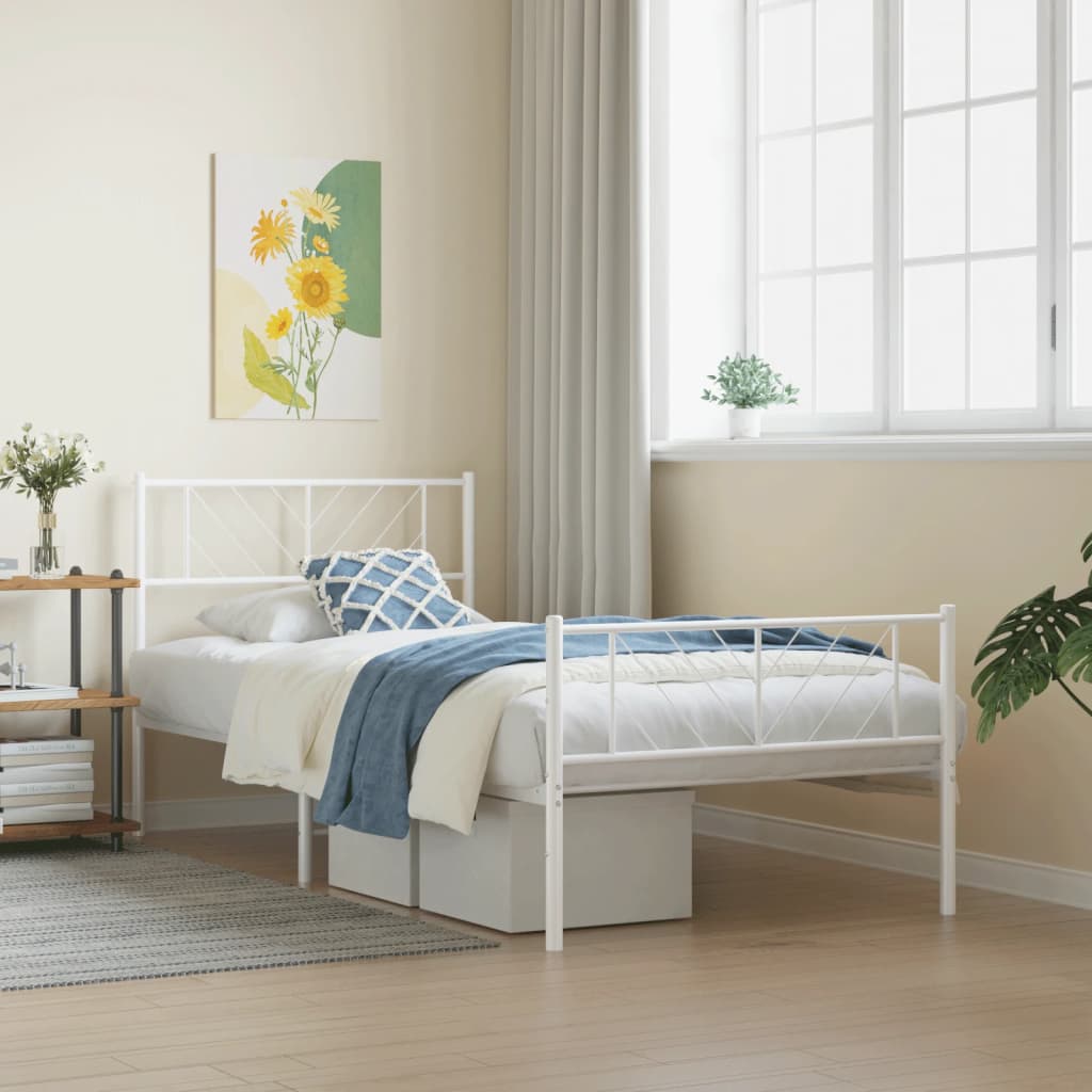 Metal Bed Frame Without Mattress With Footboard 75X190Cm