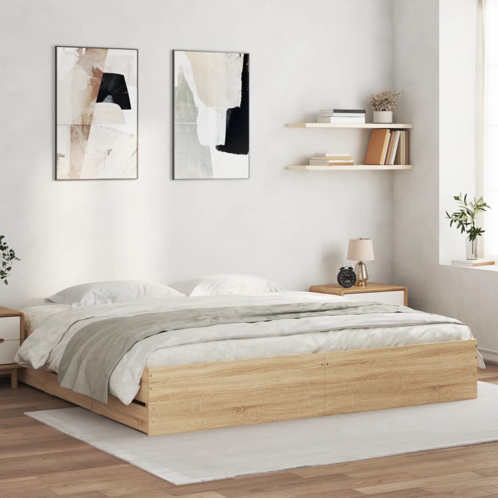 Bed Frame With Drawers Without Mattress Double