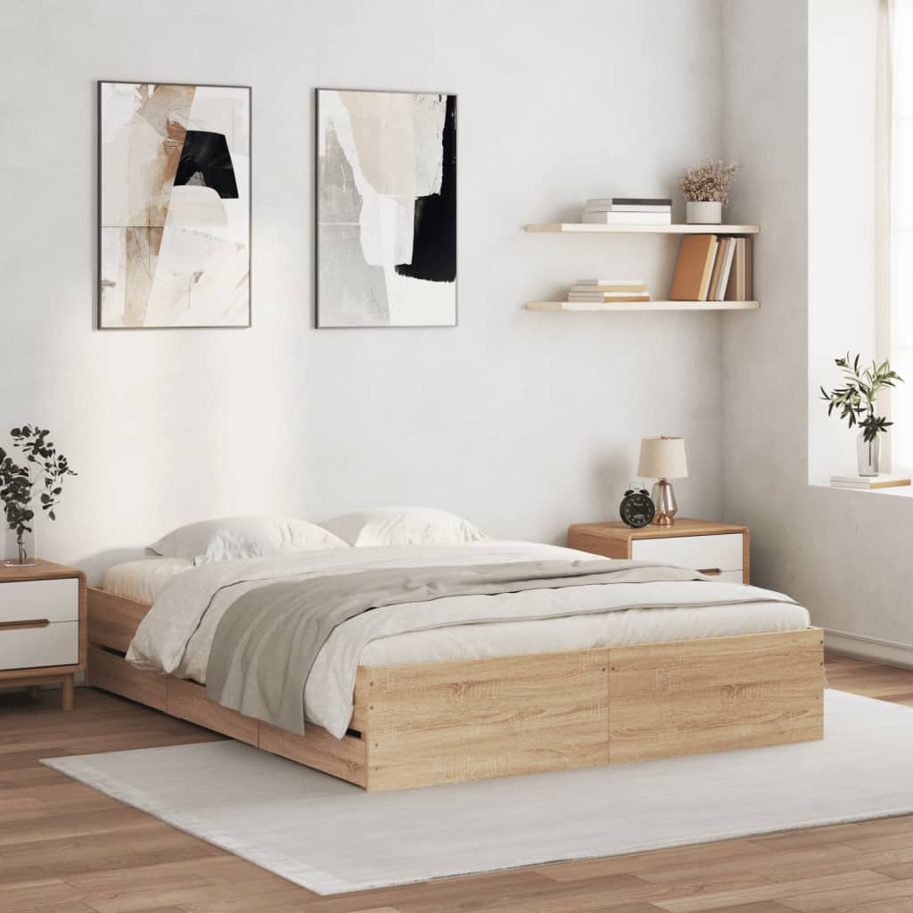 Bed Frame With Drawers Without Mattress Double