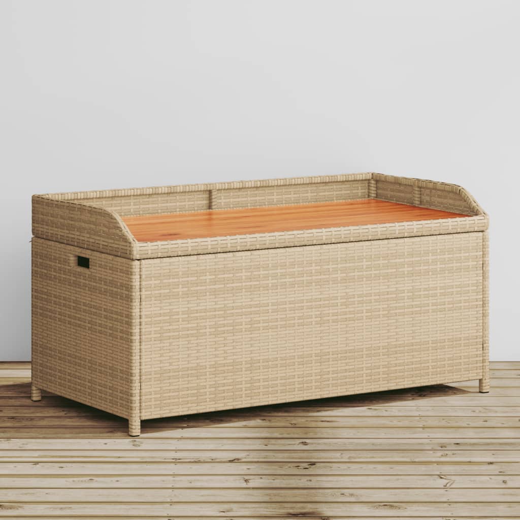 Storage Bench Poly Rattan And Acacia Wood