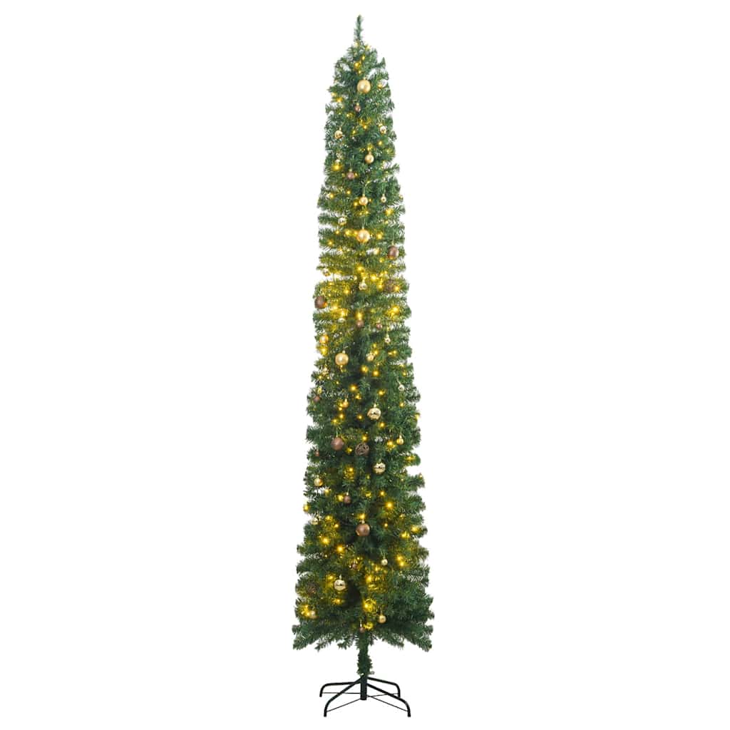 Slim Christmas Tree With Stand And Flocked Snow Pvc