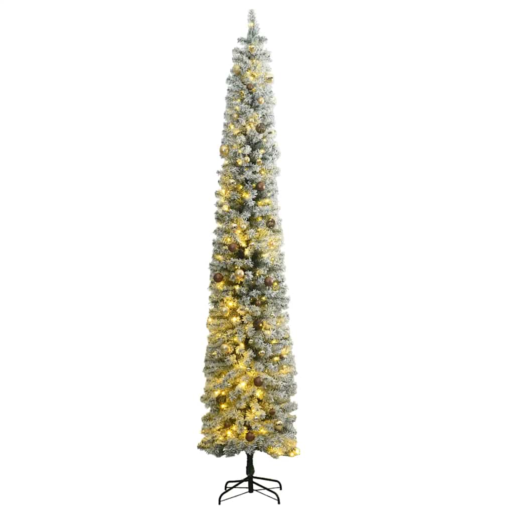 Slim Christmas Tree With Stand And Flocked Snow Pvc