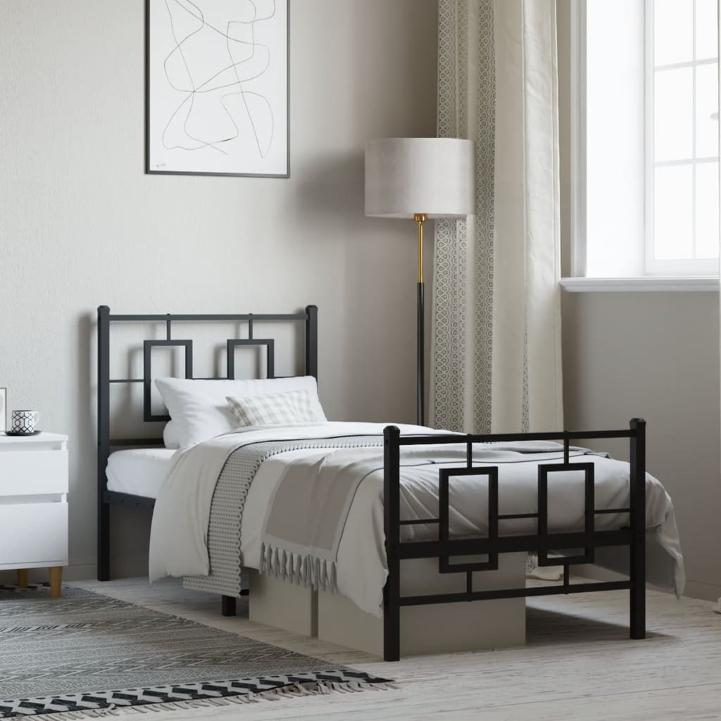 Metal Bed Frame Without Mattress With Footboard 100X190Cm