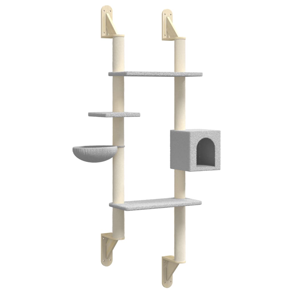 Wall-Mounted Cat Tree With Scratching Post 180 Cm
