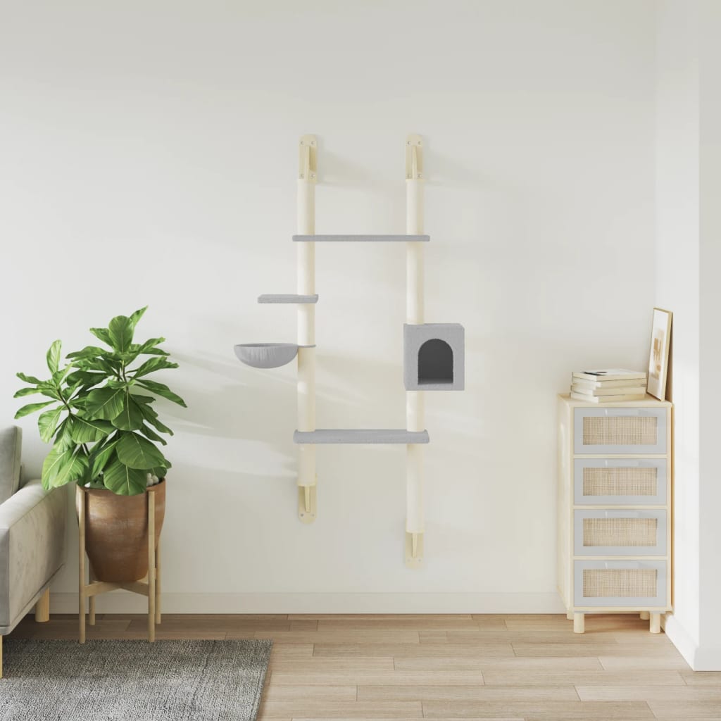 Wall-Mounted Cat Tree With Scratching Post 180 Cm