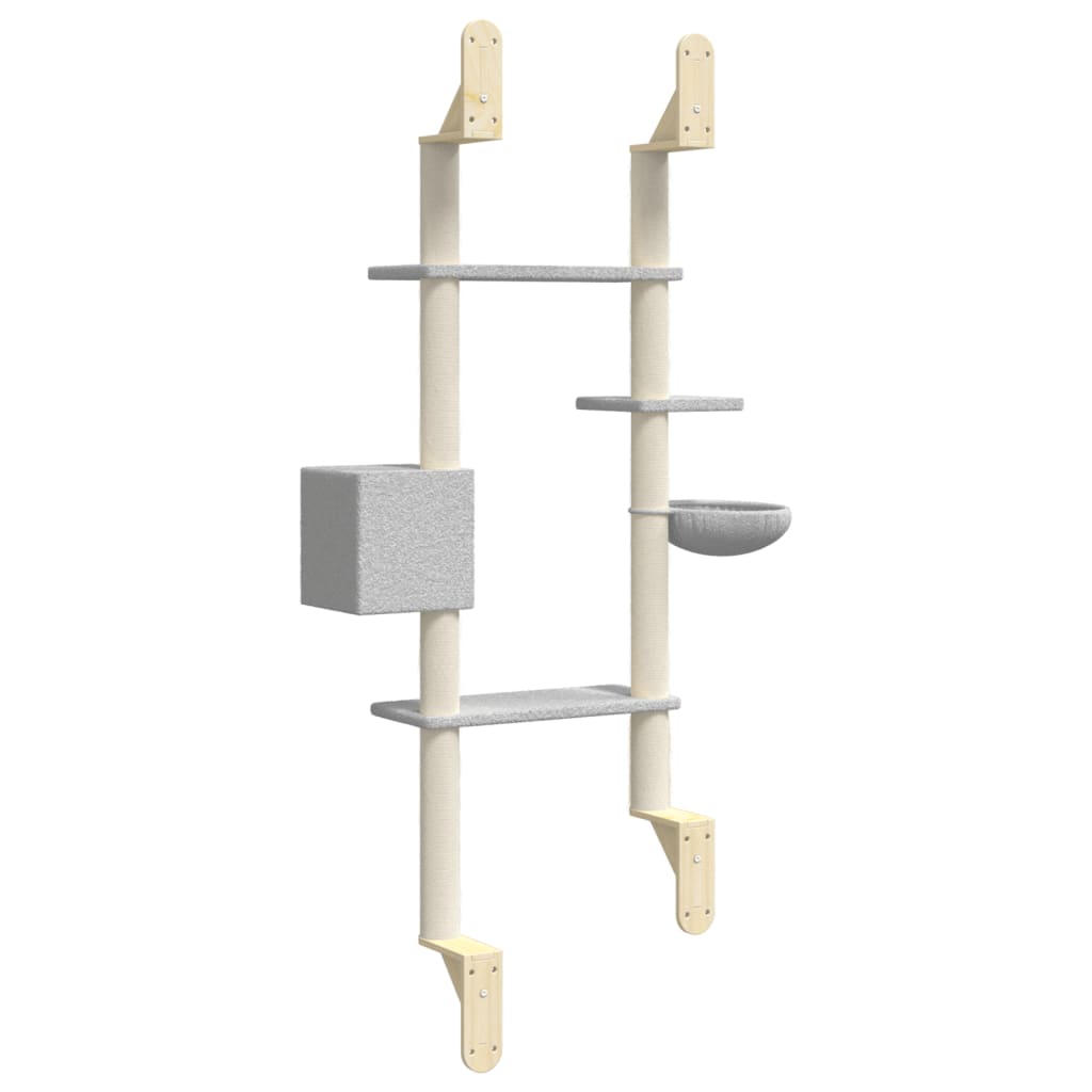 Wall-Mounted Cat Tree With Scratching Post 180 Cm
