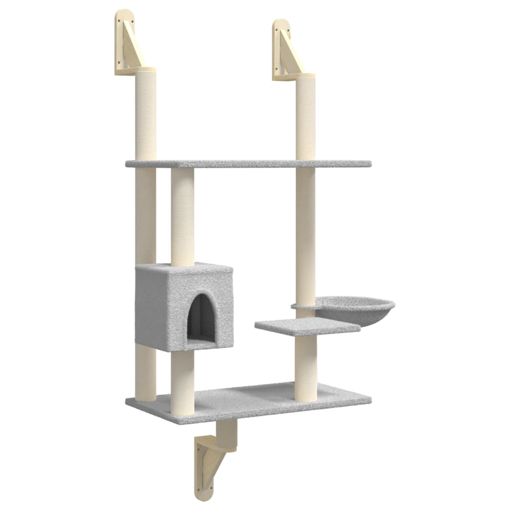Wall-Mounted Cat Tree With Scratching Post 153 Cm