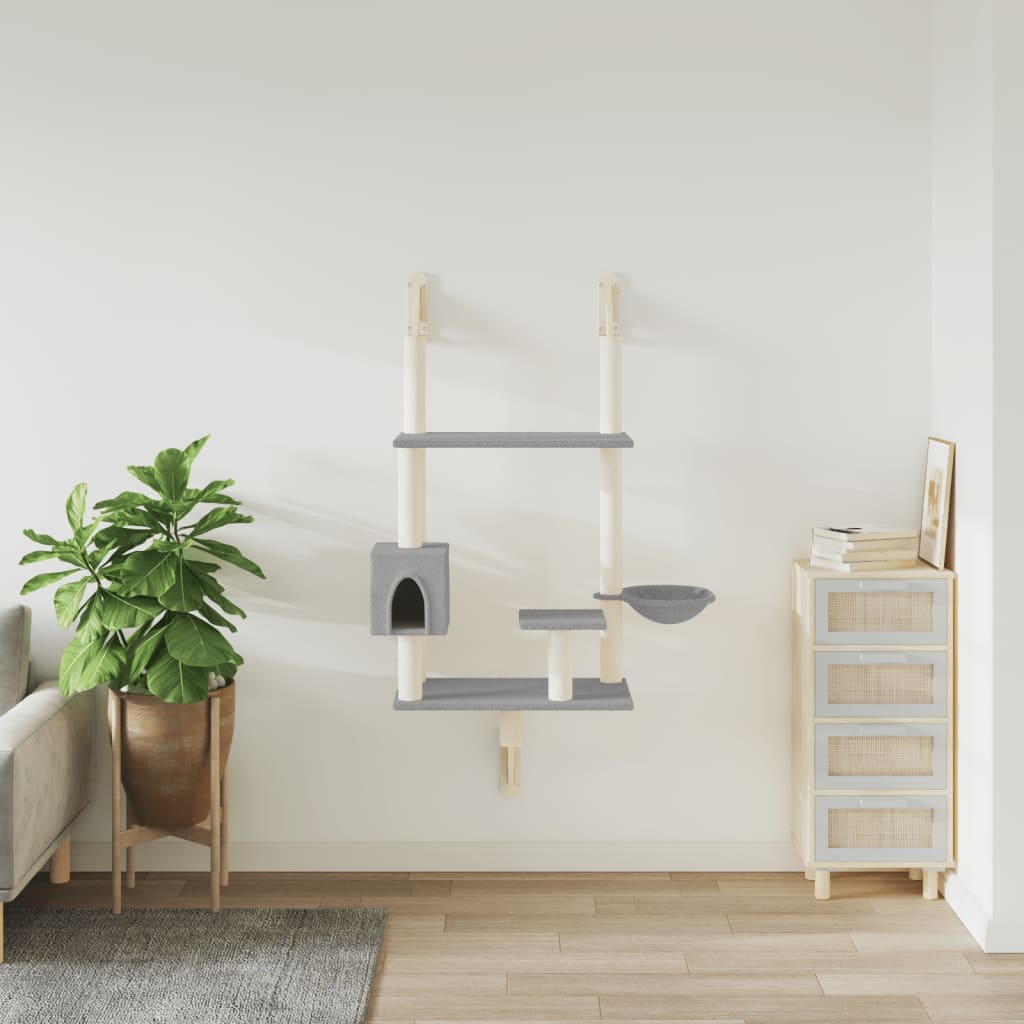 Wall-Mounted Cat Tree With Scratching Post 153 Cm