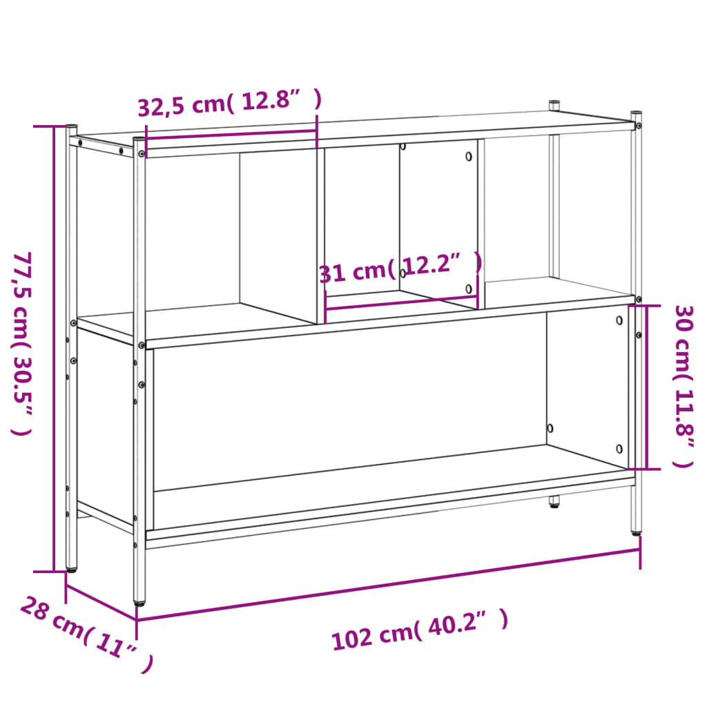 Bookcase 102X28X77.5 Cm Engineered Wood