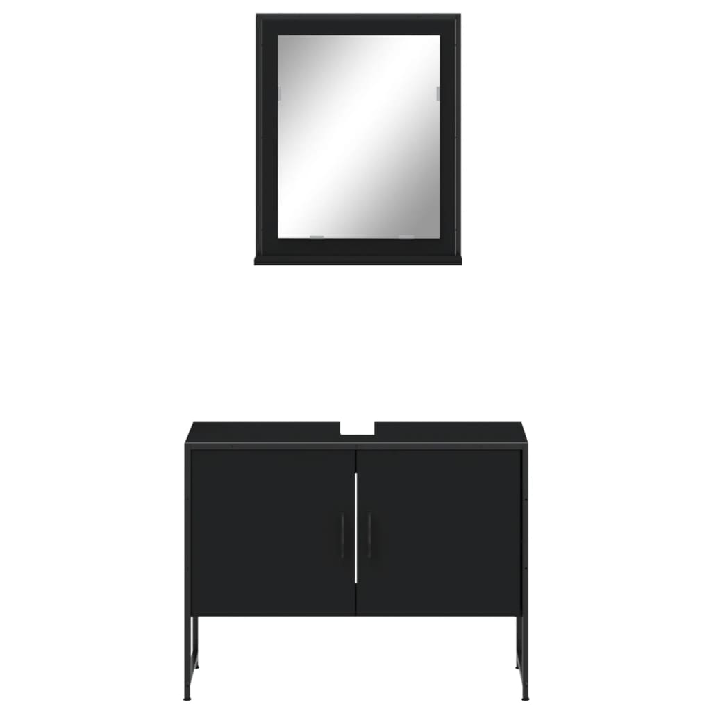 2 Piece Bathroom Cabinet Set Engineered Wood