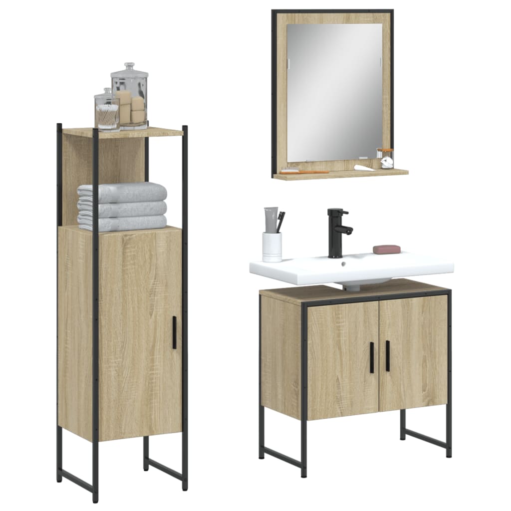 Bathroom Furniture Set With Door 3 Pcs Black 33 X 33 X 102.5 Cm