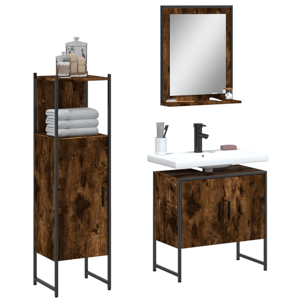 Bathroom Furniture Set With Door 3 Pcs Black 33 X 33 X 102.5 Cm