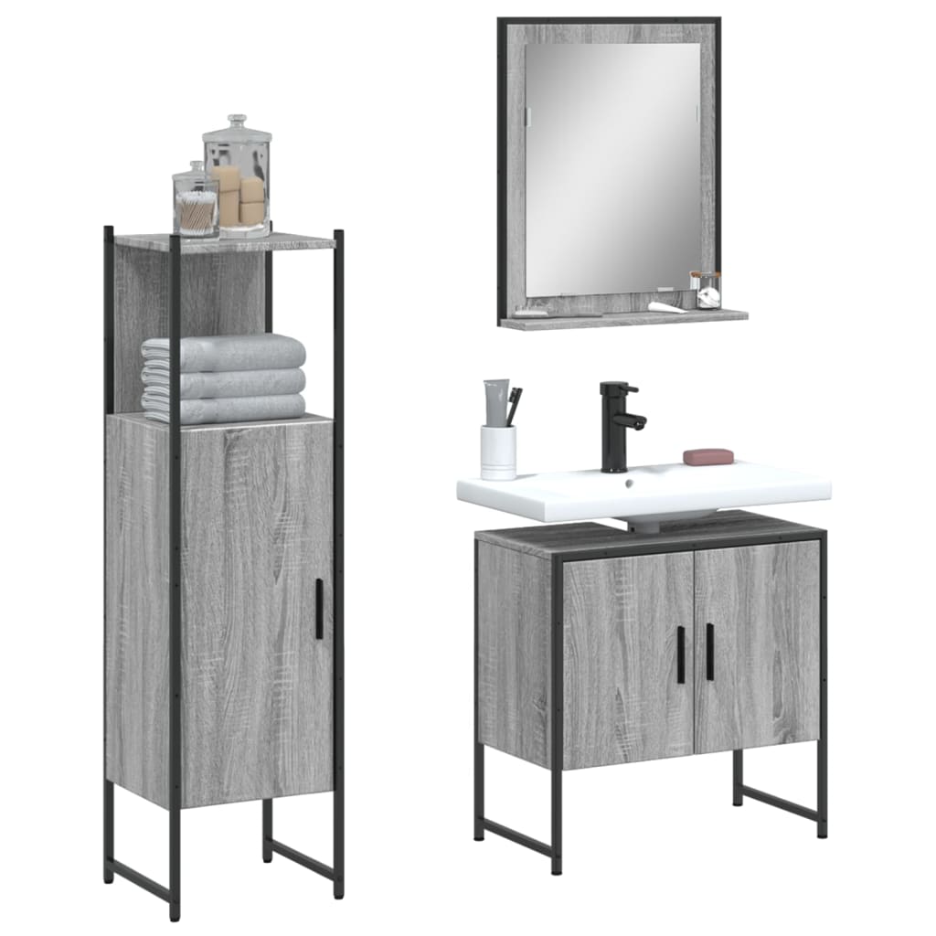 Bathroom Furniture Set With Door 3 Pcs Black 33 X 33 X 102.5 Cm