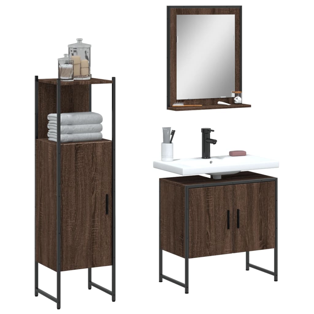Bathroom Furniture Set With Door 3 Pcs Black 33 X 33 X 102.5 Cm