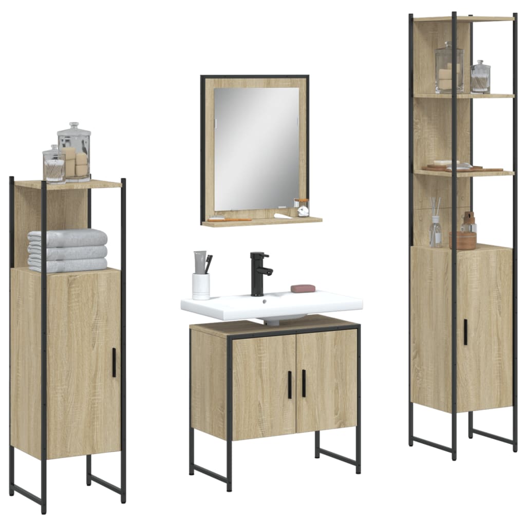 Bathroom Furniture Set With Door 4 Pcs Black 33 X 33 X 185.5 Cm