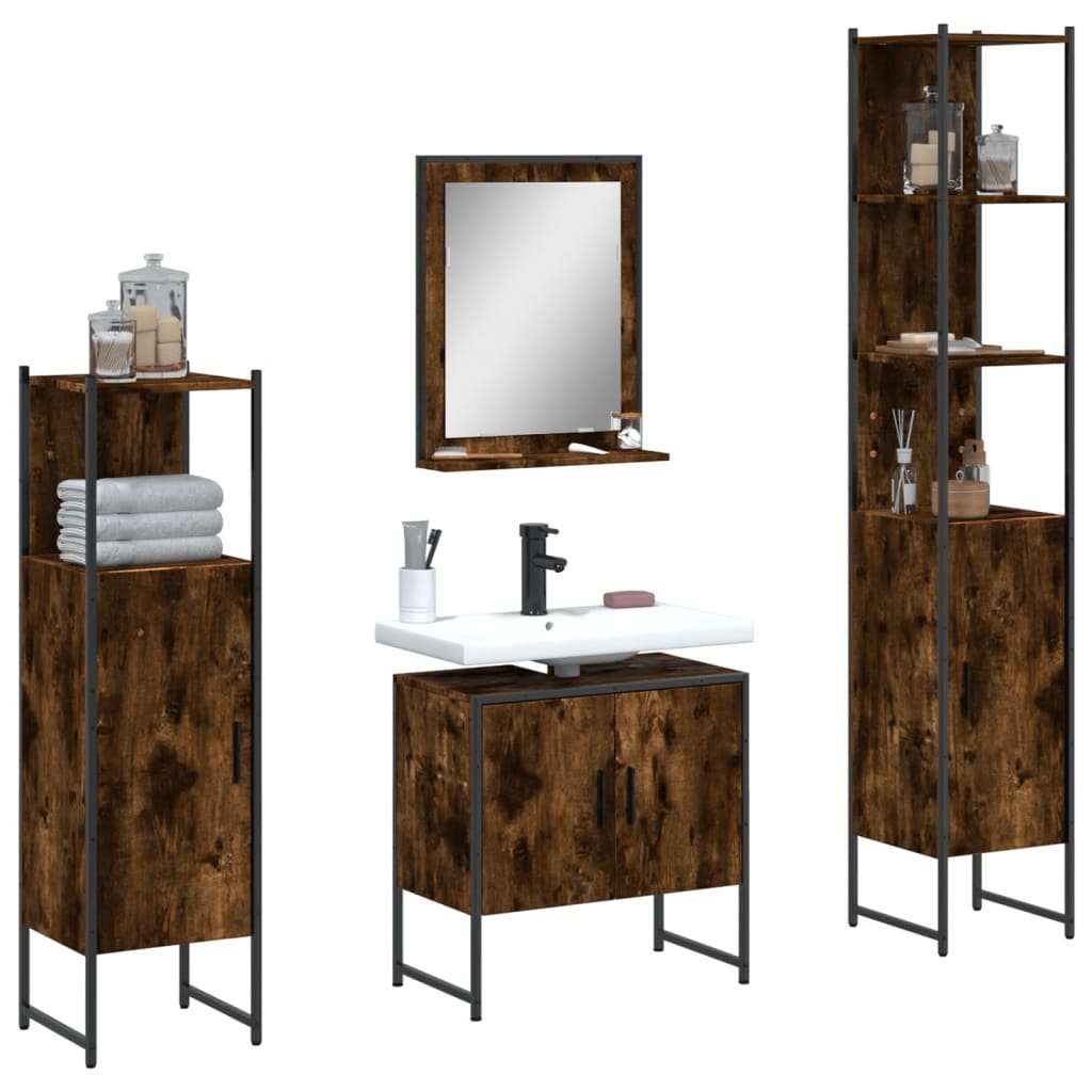 Bathroom Furniture Set With Door 4 Pcs Black 33 X 33 X 185.5 Cm