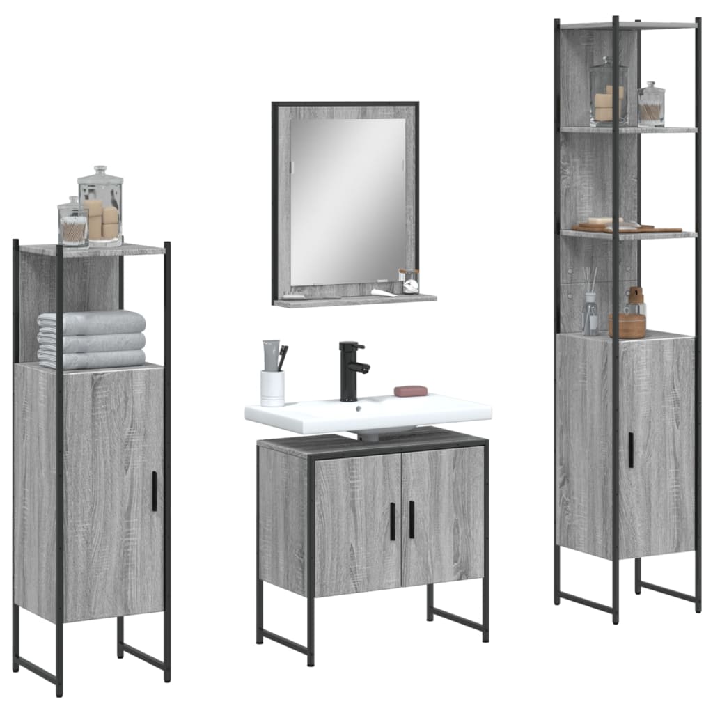 Bathroom Furniture Set With Door 4 Pcs Black 33 X 33 X 185.5 Cm