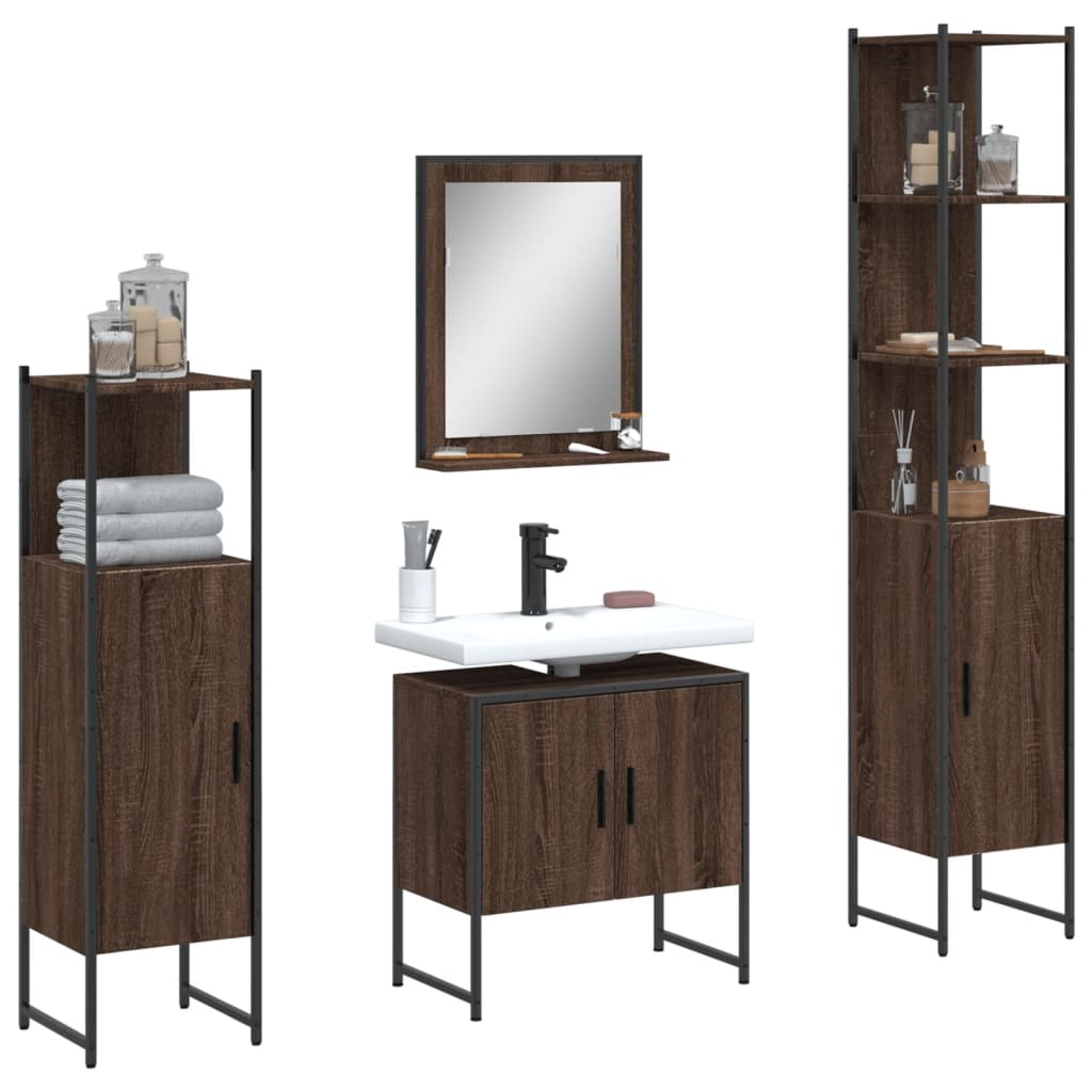 Bathroom Furniture Set With Door 4 Pcs Black 33 X 33 X 185.5 Cm