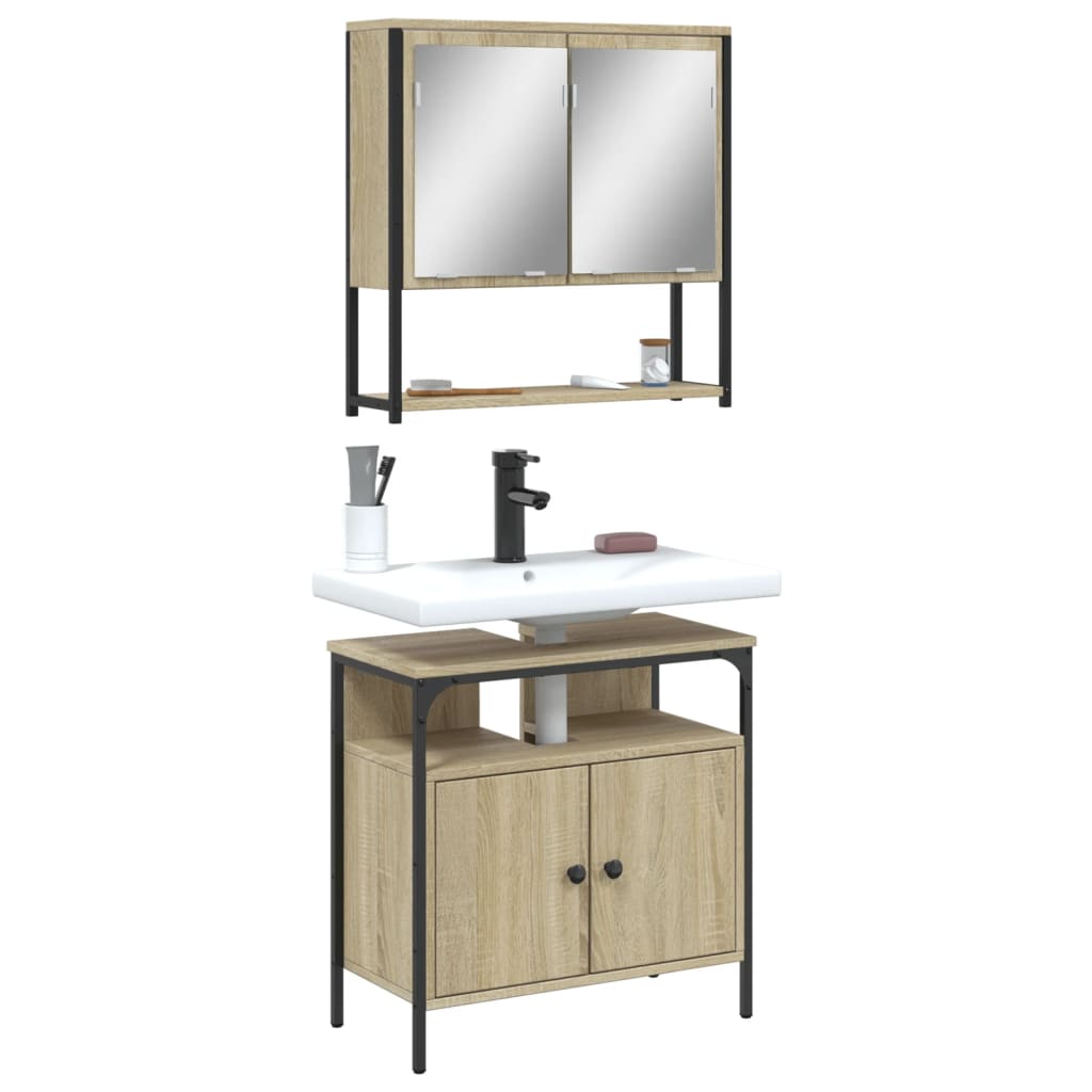 Bathroom Furniture Set With Storage 2 Pcs Brown 60 X 30 X 60 Cm