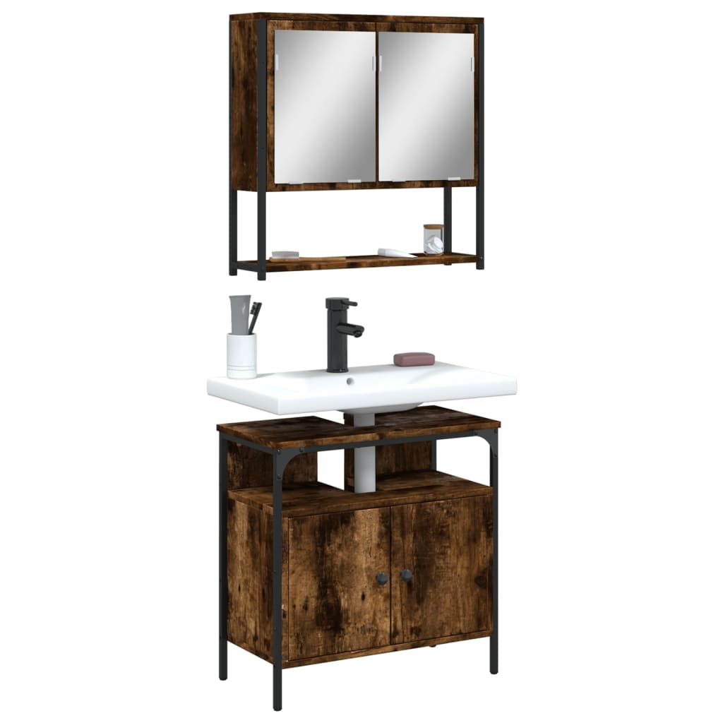 Bathroom Furniture Set With Storage 2 Pcs Brown 60 X 30 X 60 Cm