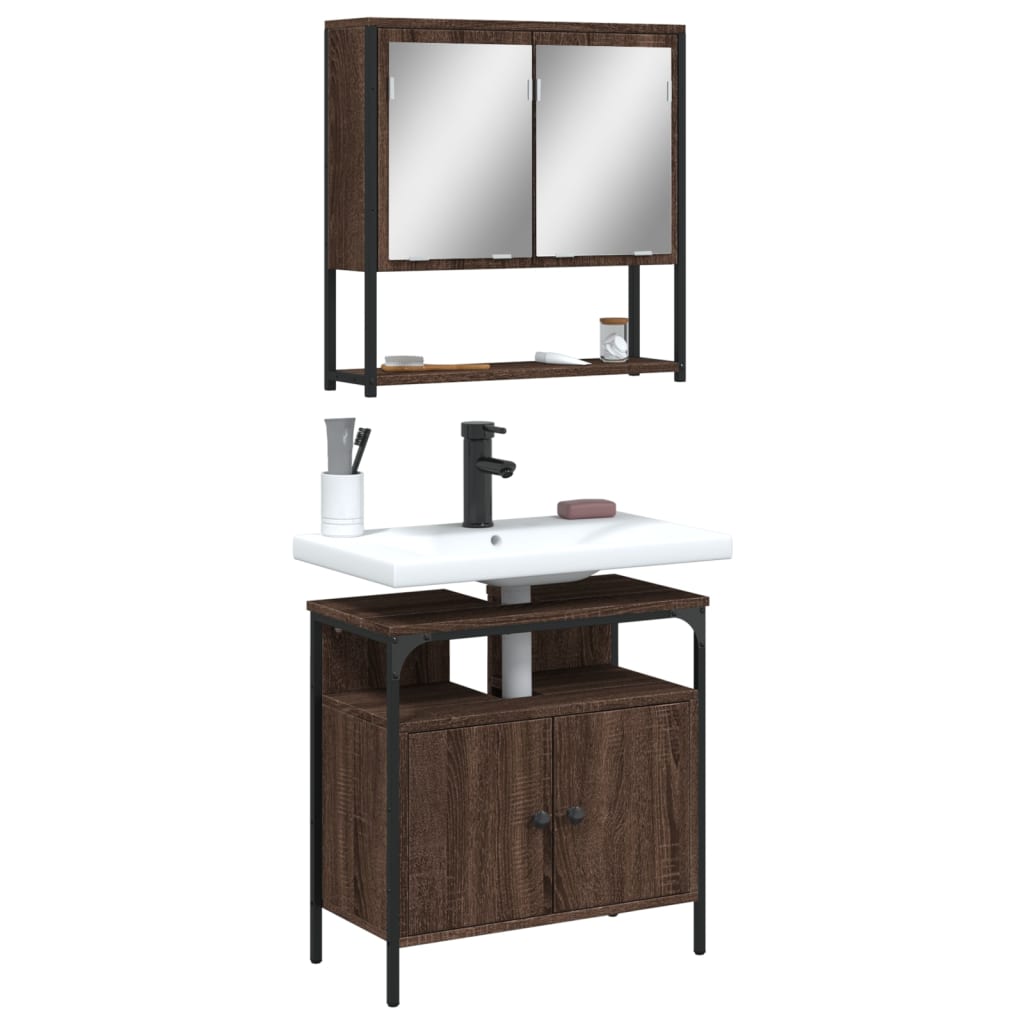 Bathroom Furniture Set With Storage 2 Pcs Brown 60 X 30 X 60 Cm