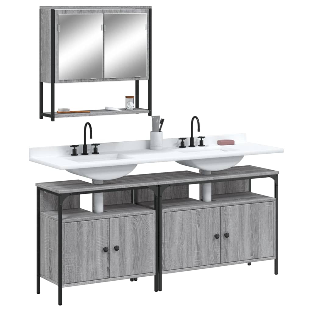 Bathroom Furniture Set With Storage 3 Pcs Black 80 X 30 X 60 Cm