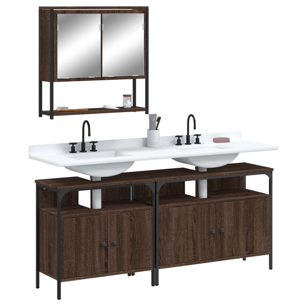 Bathroom Furniture Set With Storage 3 Pcs Black 80 X 30 X 60 Cm