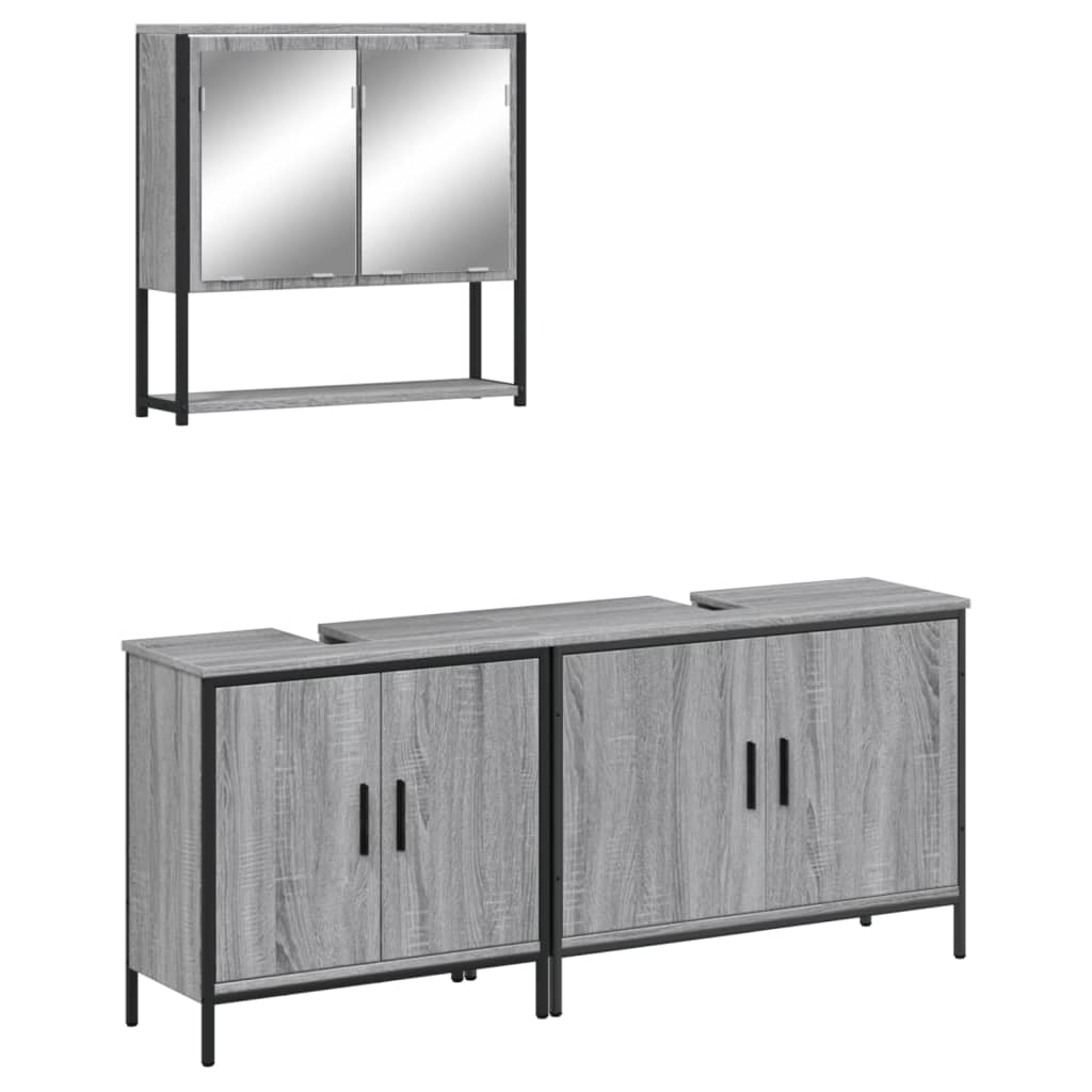 3 Piece Bathroom Furniture Set Engineered Wood