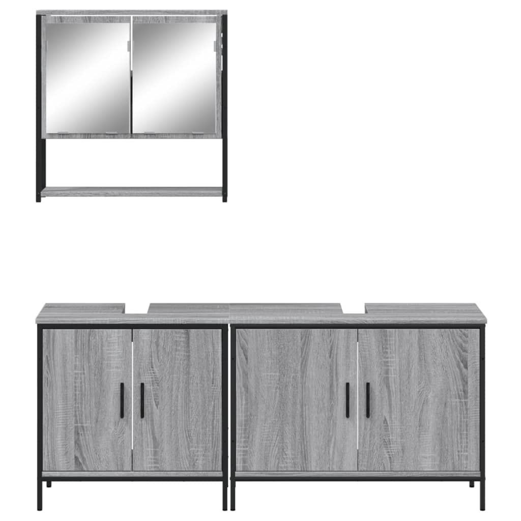 3 Piece Bathroom Furniture Set Engineered Wood