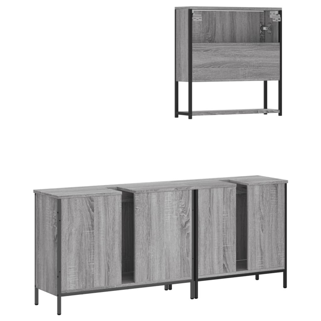 3 Piece Bathroom Furniture Set Engineered Wood