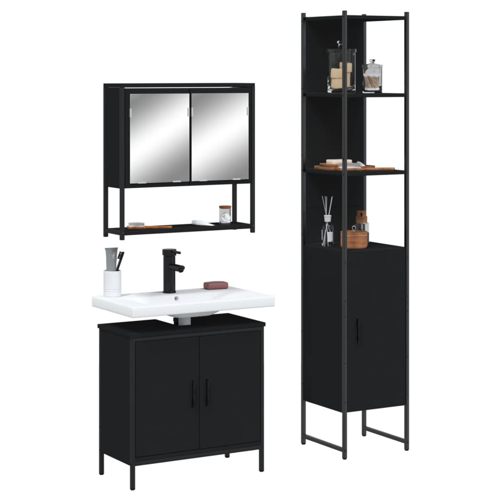 Bathroom Furniture Set With Door 3 Pcs Brown 33 X 33 X 185.5 Cm